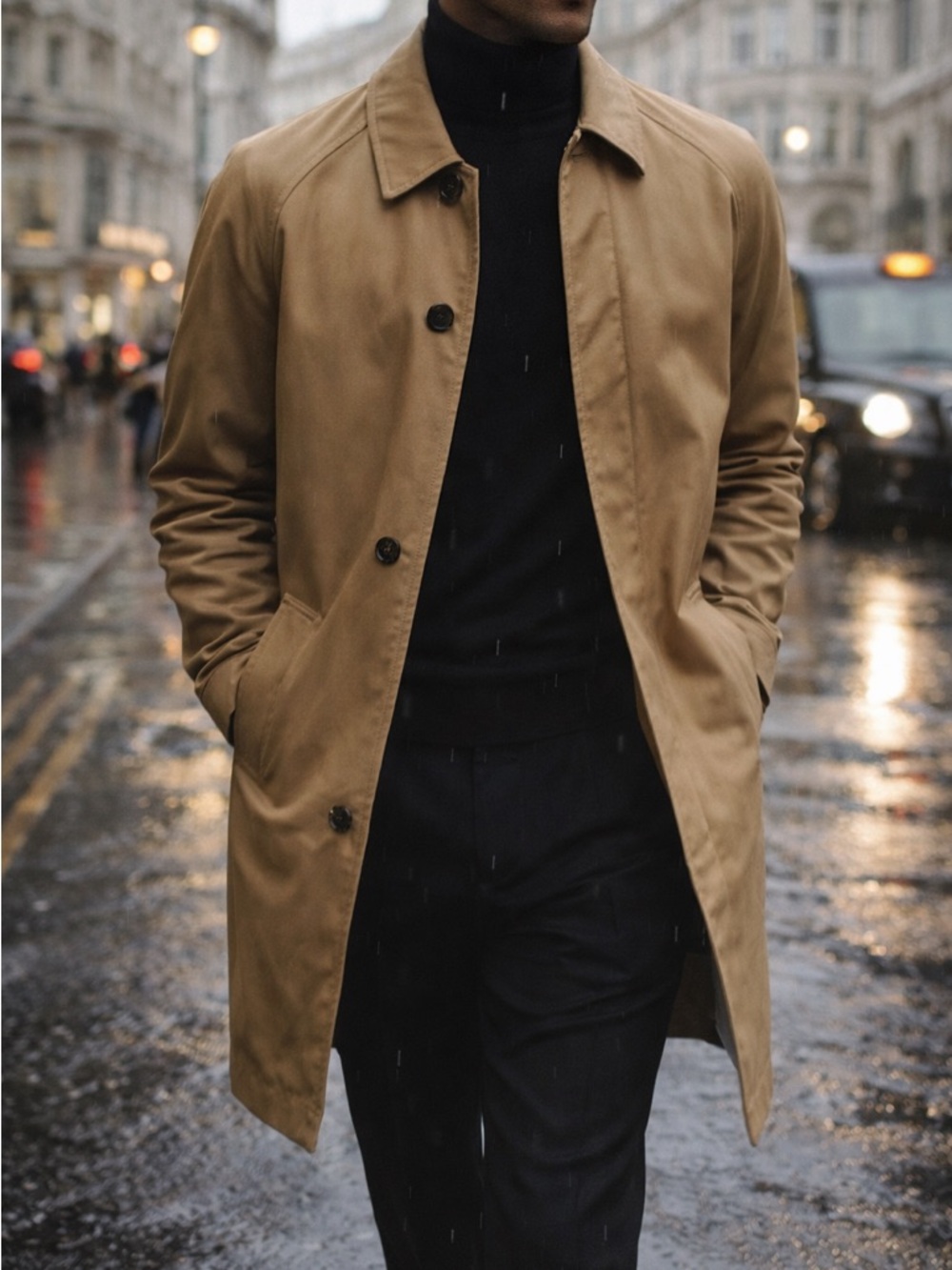 Topman Cotton Car Coat Tan Minimalist Button Jacket Mens Large